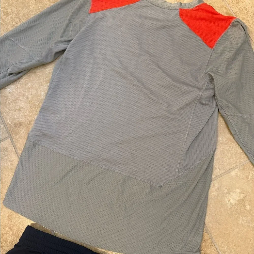Set of YL Adidas Navy Striped Pants & Nike Grey & Orange long sleeved shirt